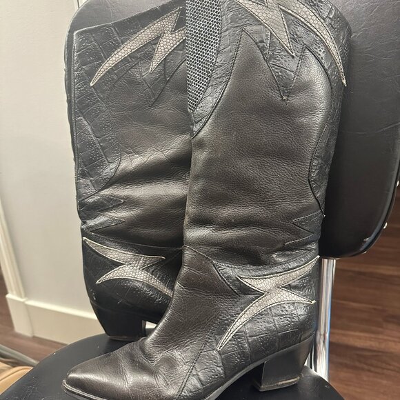 80's Punk Rock Vintage Leather Boots Genuine size 38 but will fit size 6.5 - 7 - Picture 1 of 4